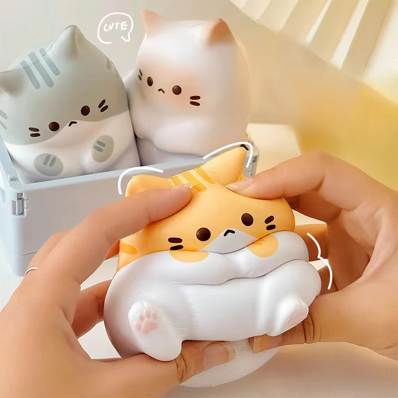 1 stücke kreative Katze Stress abbau matsch igen Spielzeug Squeeze Anti stress Ball Cartoon Tisch Ornamente Geburtstags geschenk für Mädchen