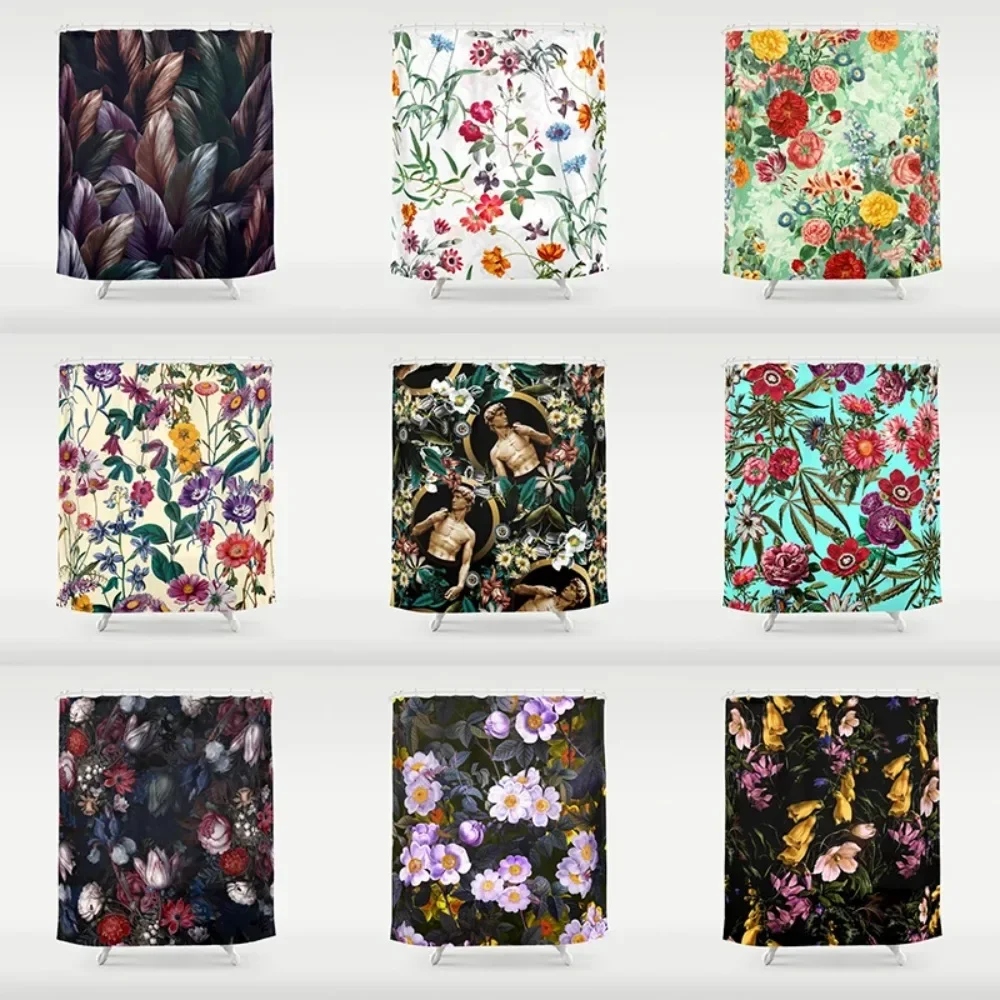 Abstract Plant Character Monkey Flower Bathroom Curtain Home Decor Waterproof Personality Shower Curtain