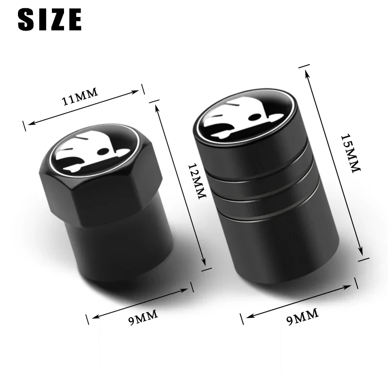 4Pcs Metal Car Wheel Tire Valve Caps Stem Case Covers Accessories For Skoda S Kodiaq Octavia 2 3 Yeti Karoq Rapid Fabia VII A5