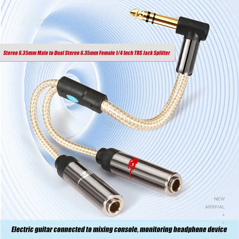 0.25m Audiophile Conversion Cable Stereo 6.35mm to Dual MONO 6.35mm Female for Recorder 1/4 Inch TRS Jack Splitter Cable