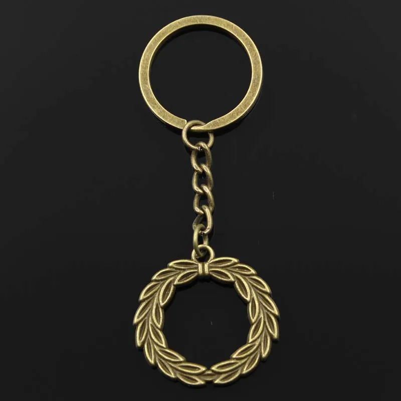 New Fashion Keychain 36x34mm Olive Branch Laurel Wreath Pendants DIY Men Silver Color Car Key Chain Ring Holder Souvenir Gift