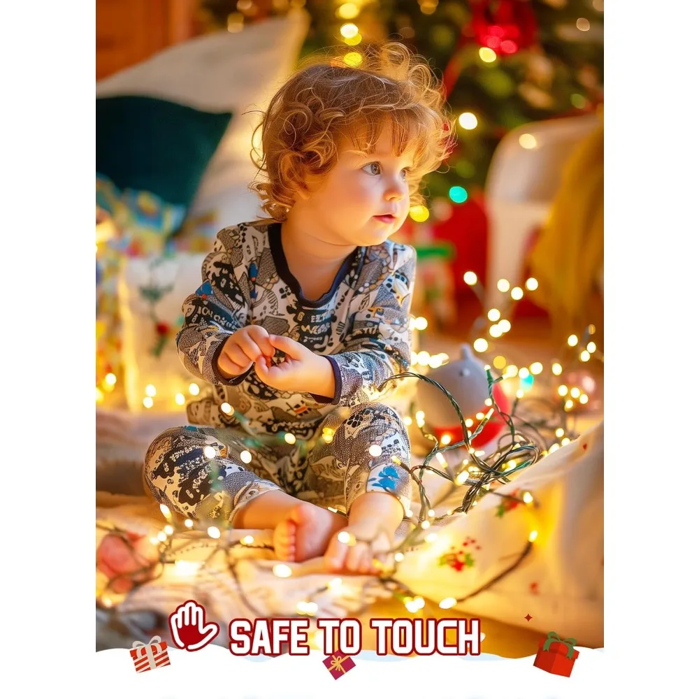 Lumières d'arbre de noël en grappe de 50 pieds, 1000 LED, avec 12 Modes d'éclairage, guirlande lumineuse de pétard d'extérieur, minuterie et contraste à distance