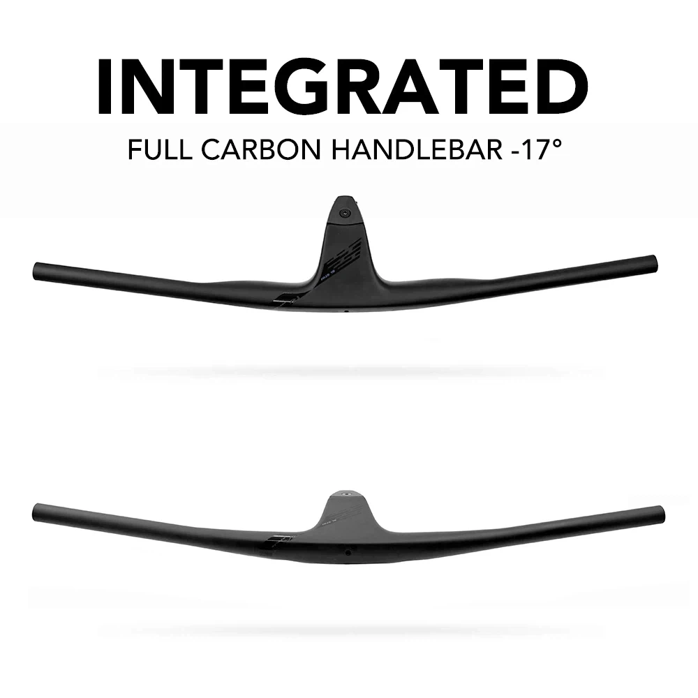 

ULLICYC Cycling XC MTB Carbon Handlebar, Internal Cable Full Carbon Fibre Manillar Integrated Cockpit -17° 50mm-90mm MTB-Lenker