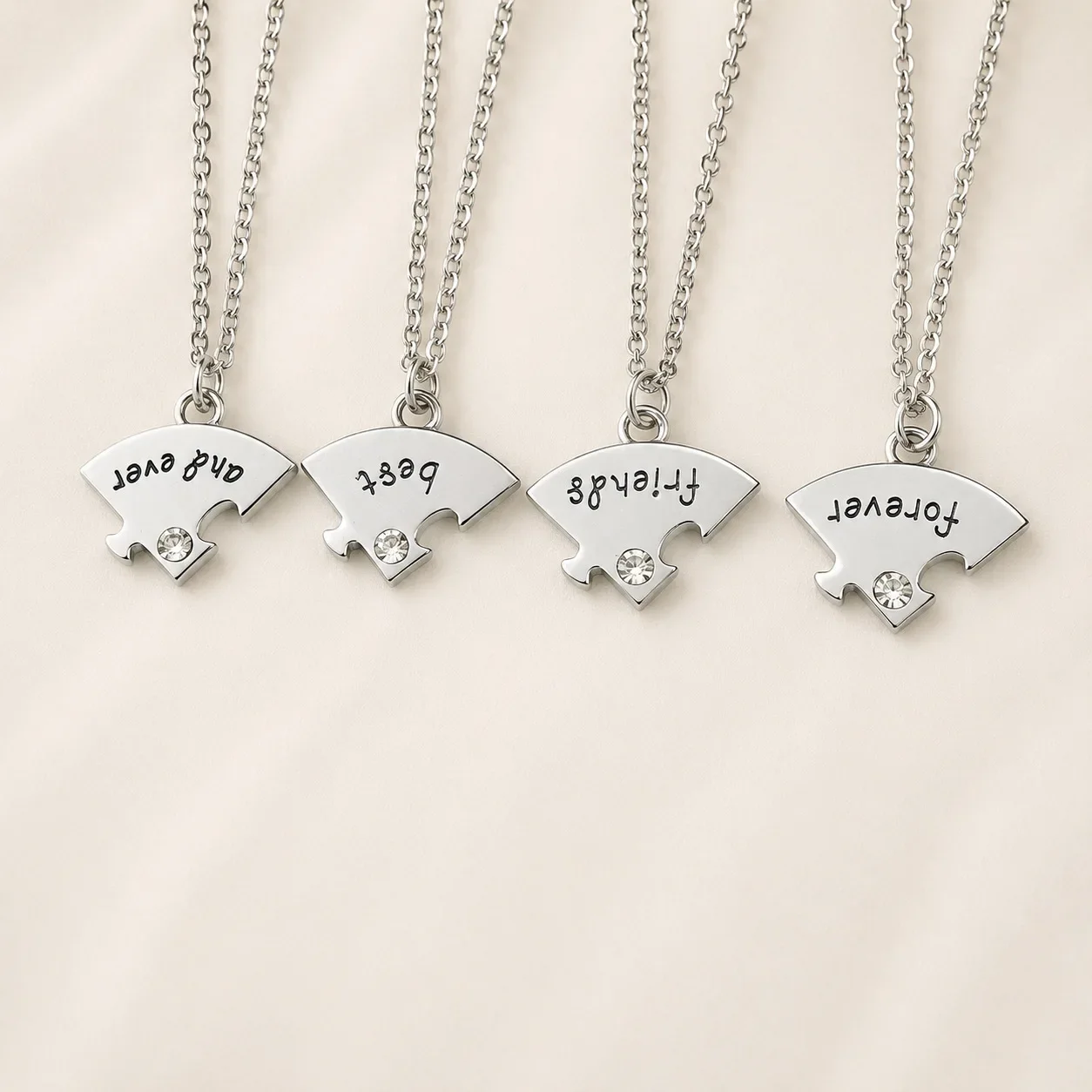 4Pcs Simple Round Charm Necklace with The Letter 