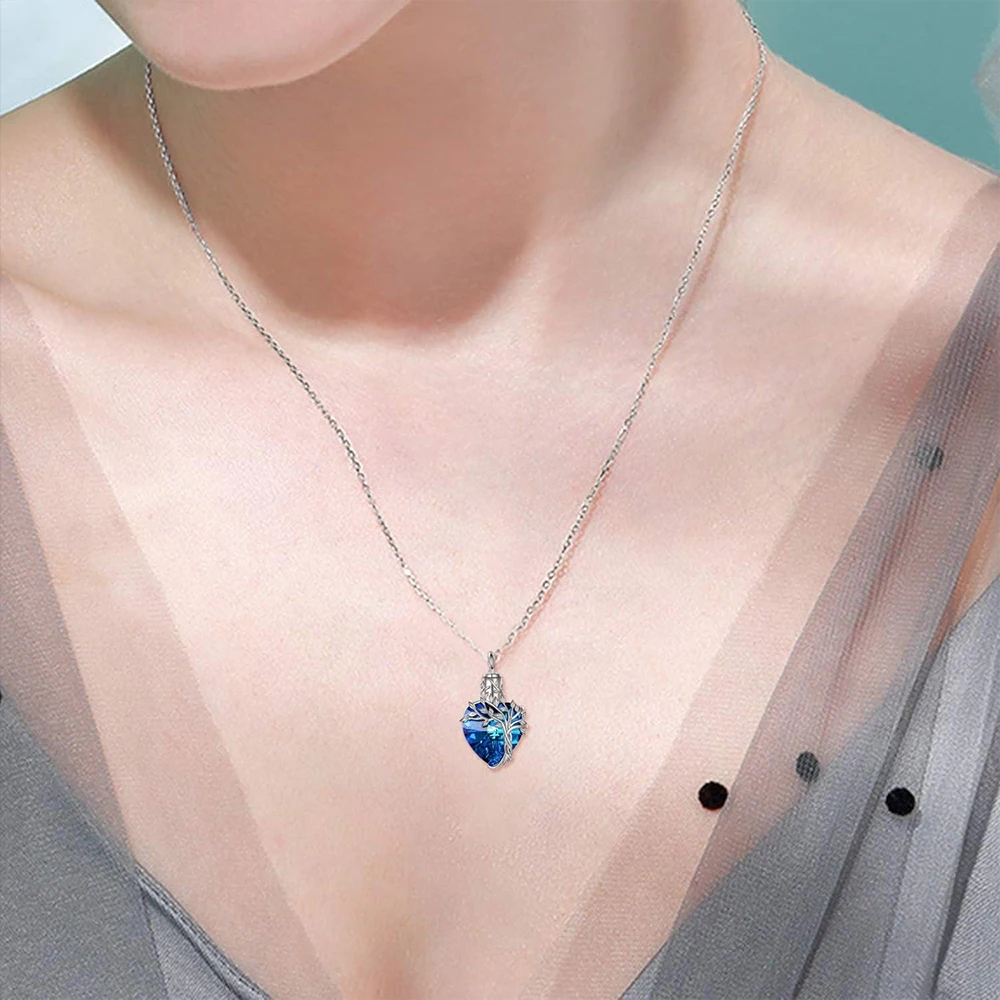Herz-Baum-des-Lebens-Urnenkette für Asche, Silber, Kremationsschmuck mit Trichter zum Befüllen, Gedenkschmuck, Geschenke für Frauen und Mädchen – Detail 6