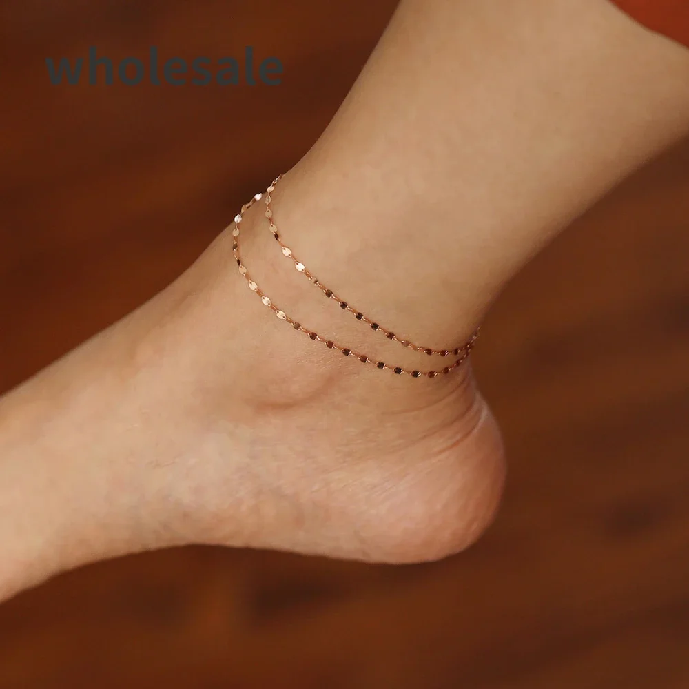 

Hot selling women's 10PCS fine stainless steel fish lip chain ankle women's summer beach foot jewelry minimalist ankle wholesale