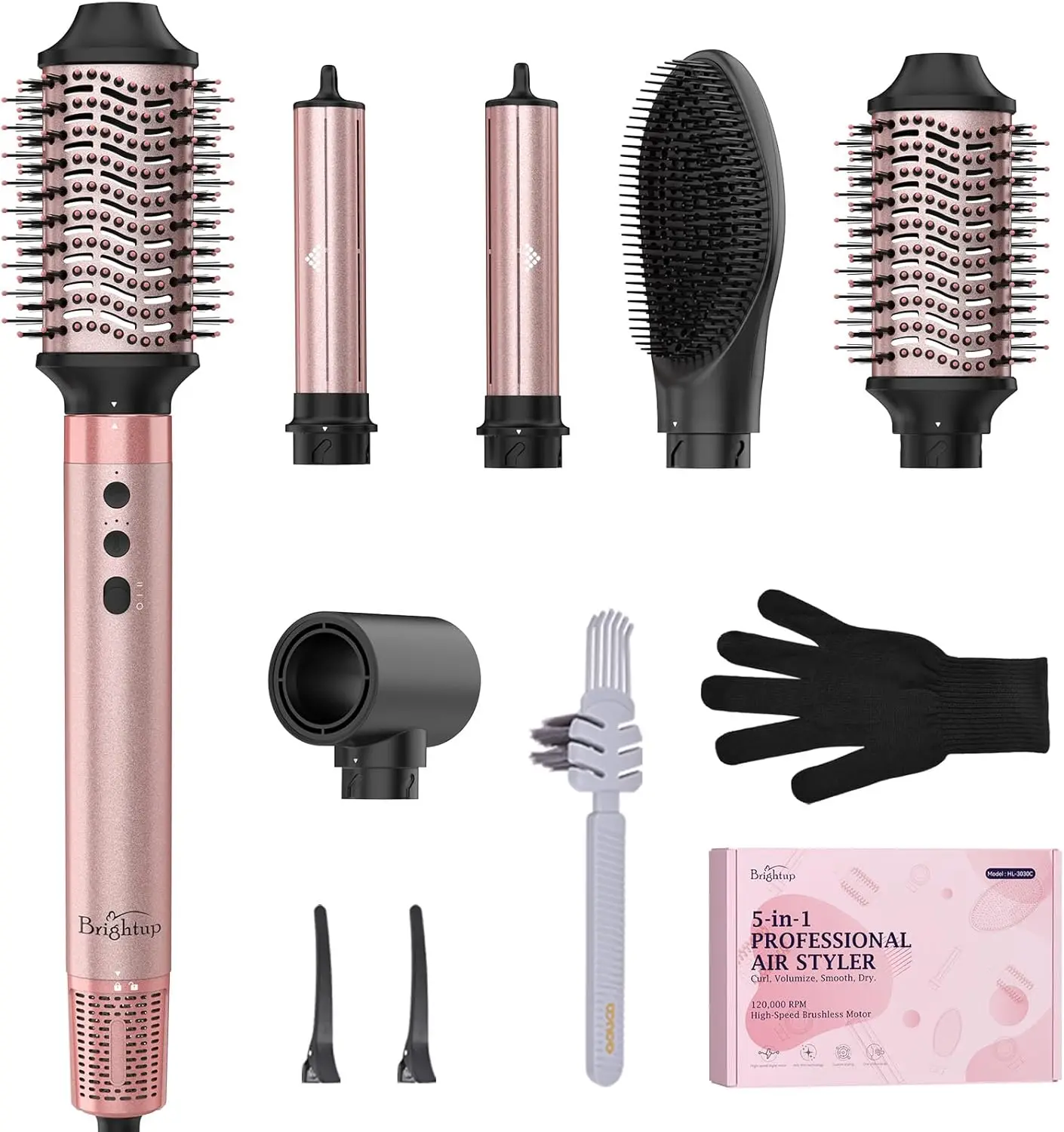 

5-in-1 Air Styler, 1400W High-Speed Hair Dryer Brush with Cool Shot, Ionic Technology for No Heat Damage, Includes Travel Bag