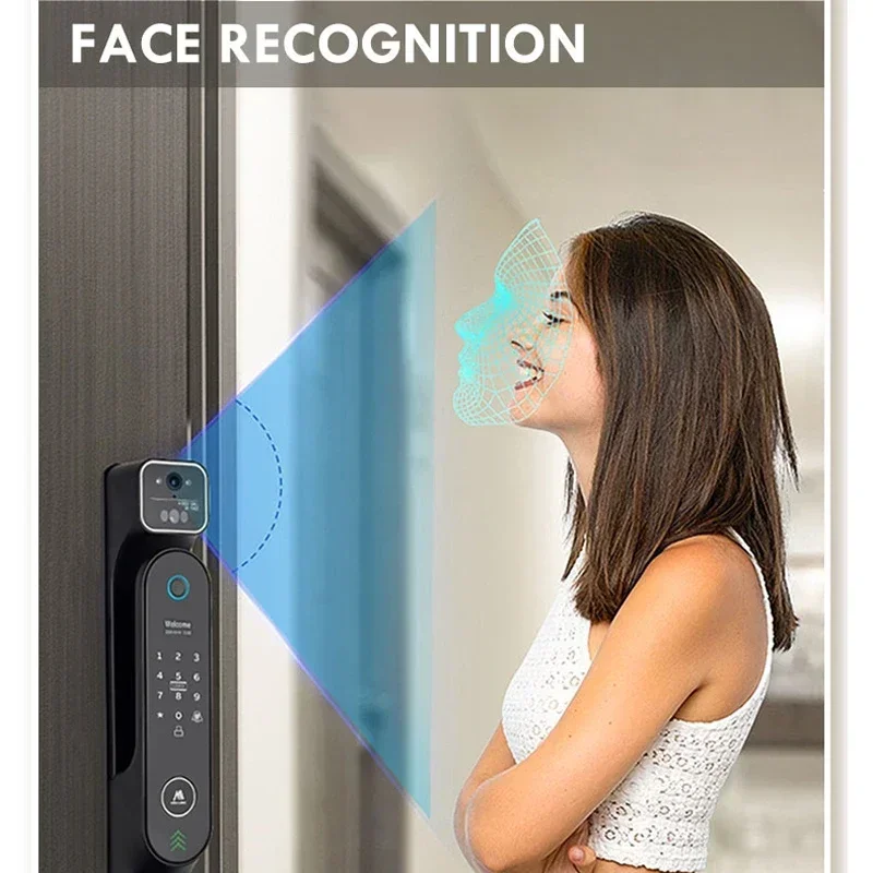004 3D Face Recognition Smart Door Lock Outdoor TTlock Tuya Wifi App Smart Locks For Aluminum Doors