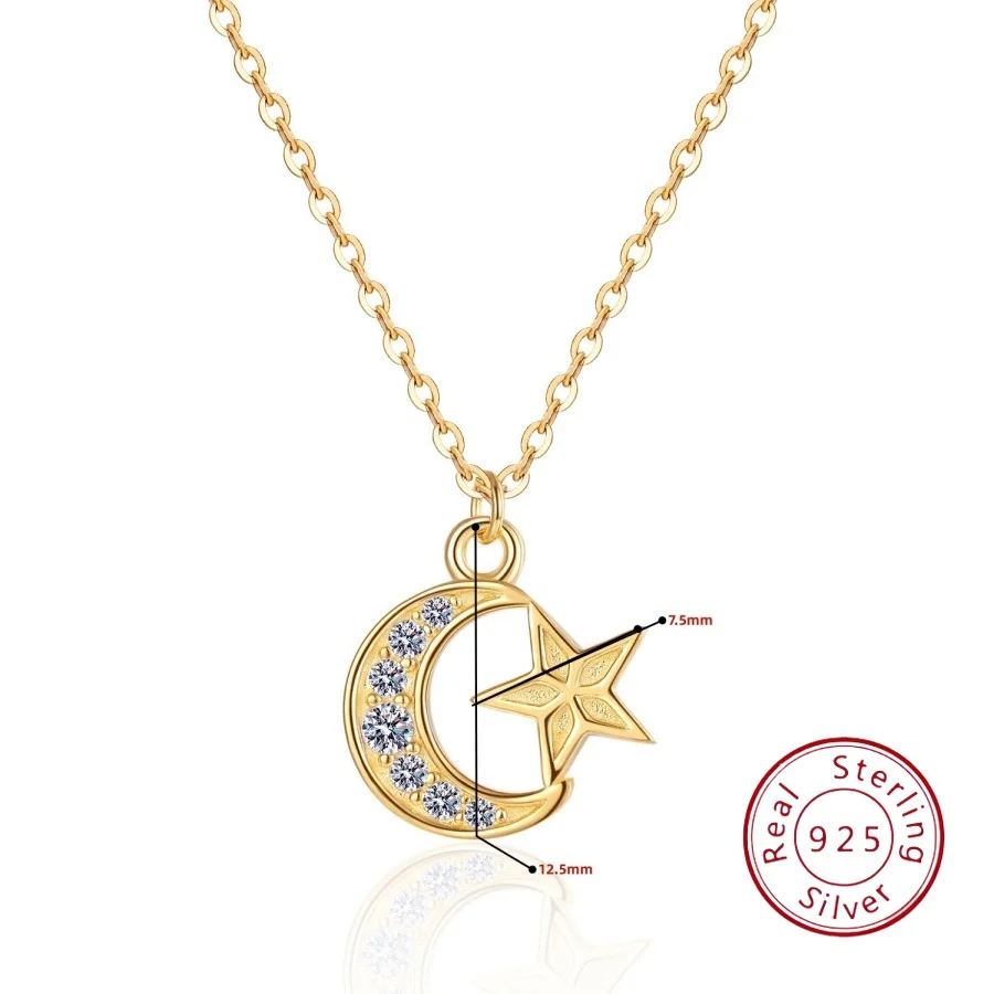 

Original S925 Sterling Silver Star and Moon Women's Collarbone Necklace Niche, Versatile, Fresh, Sweet, and Elegant Silver Jewel