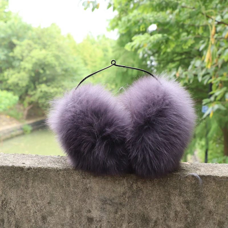 1Real Fox Fur Soft Plush Ear Warmer Winter Accessories Warm Ear Muffs Earmuffs Metal for Women Men Fashion Earflap Ears Cover