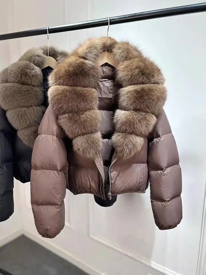 

l Fur Collar down Jaet Women's ort Loose Casual Thi Warm Outerwear Winter 2025 Cleanfit Sle White Du down