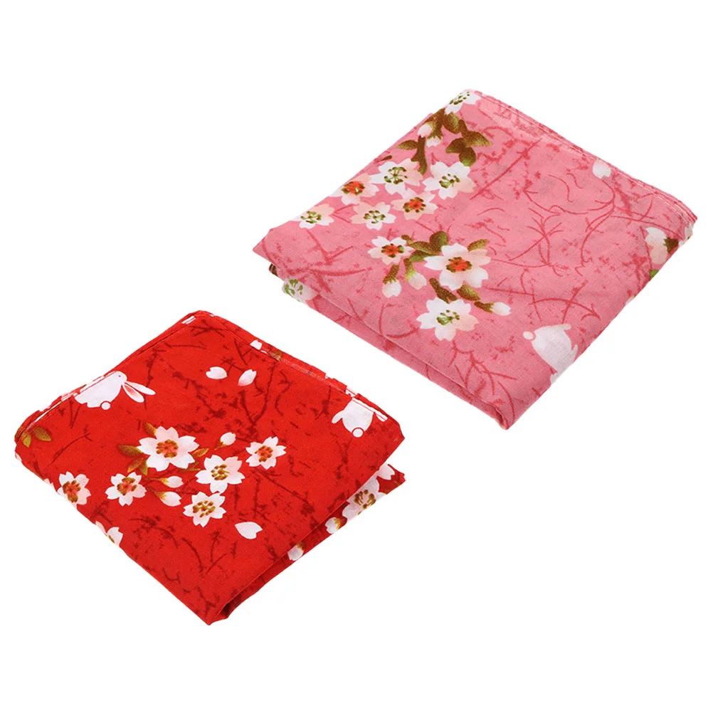 2 Pcs Wrapping Cloth Bento Cherry Blossom Decor Japanese Style Packing Fabric Meal Decorative