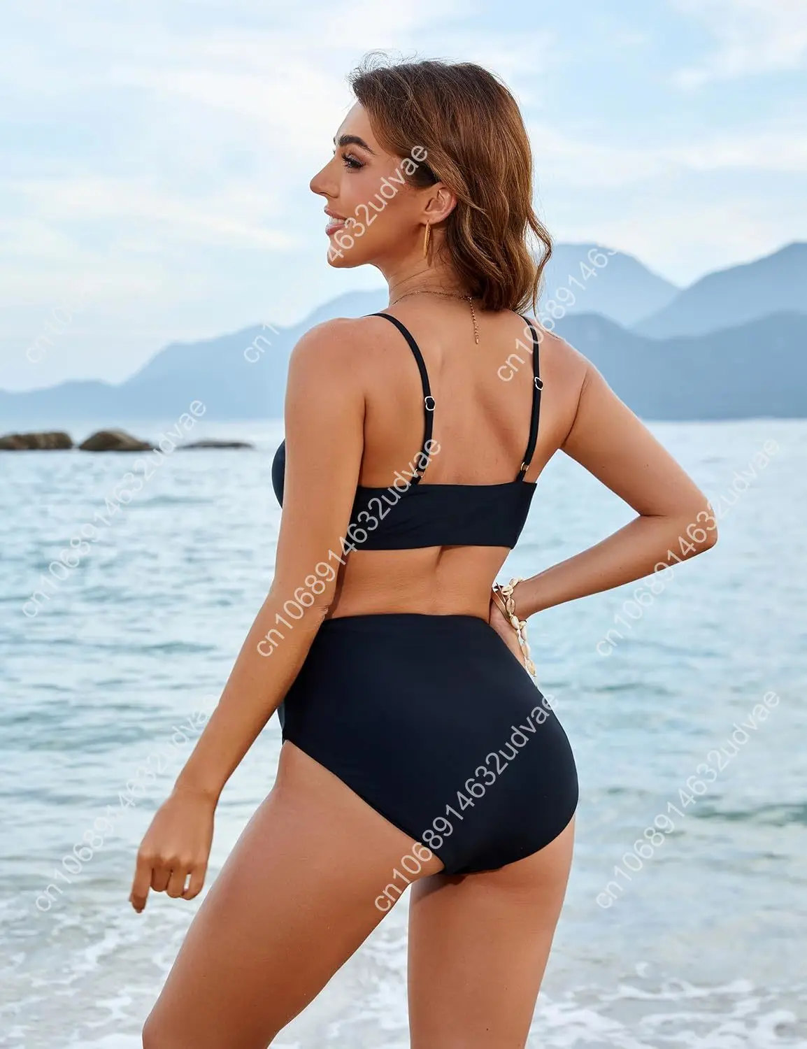 Jelly Womens High Waisted Bikini Set Tie Knot High Rise Two Piece Swimsuits Bathing Suits