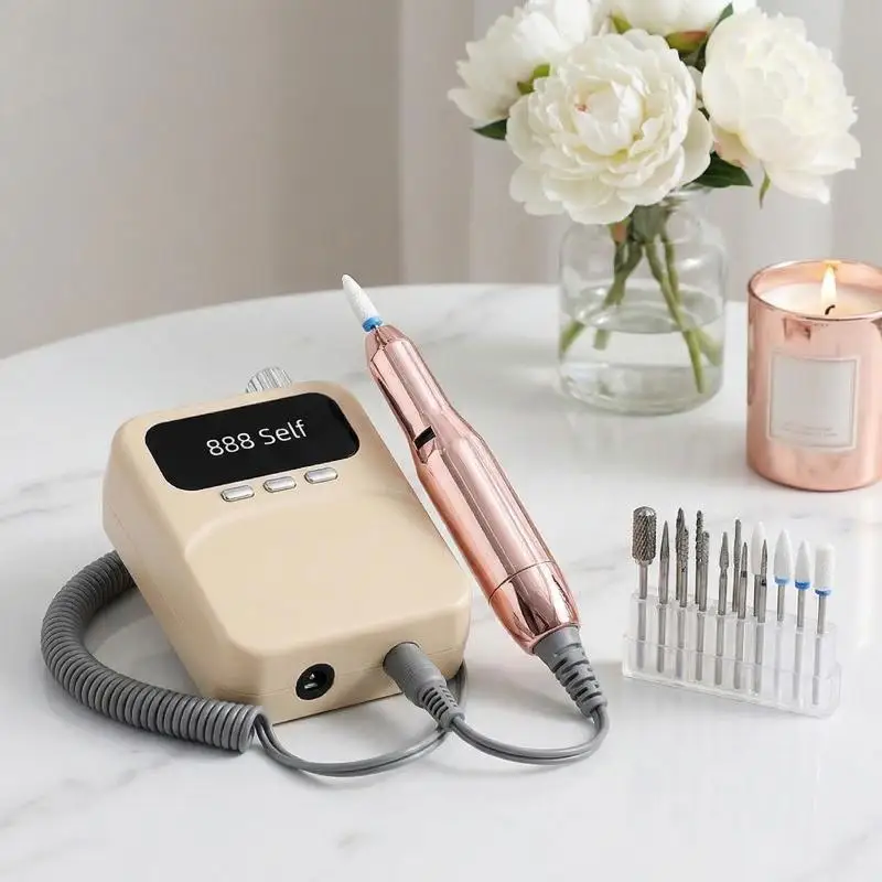 2in1電動ネイルドリルキット、uvネイルライトとledディスプレイ付き、家庭用、サロン用プロ仕様マニキュアペディキュア研磨ツール