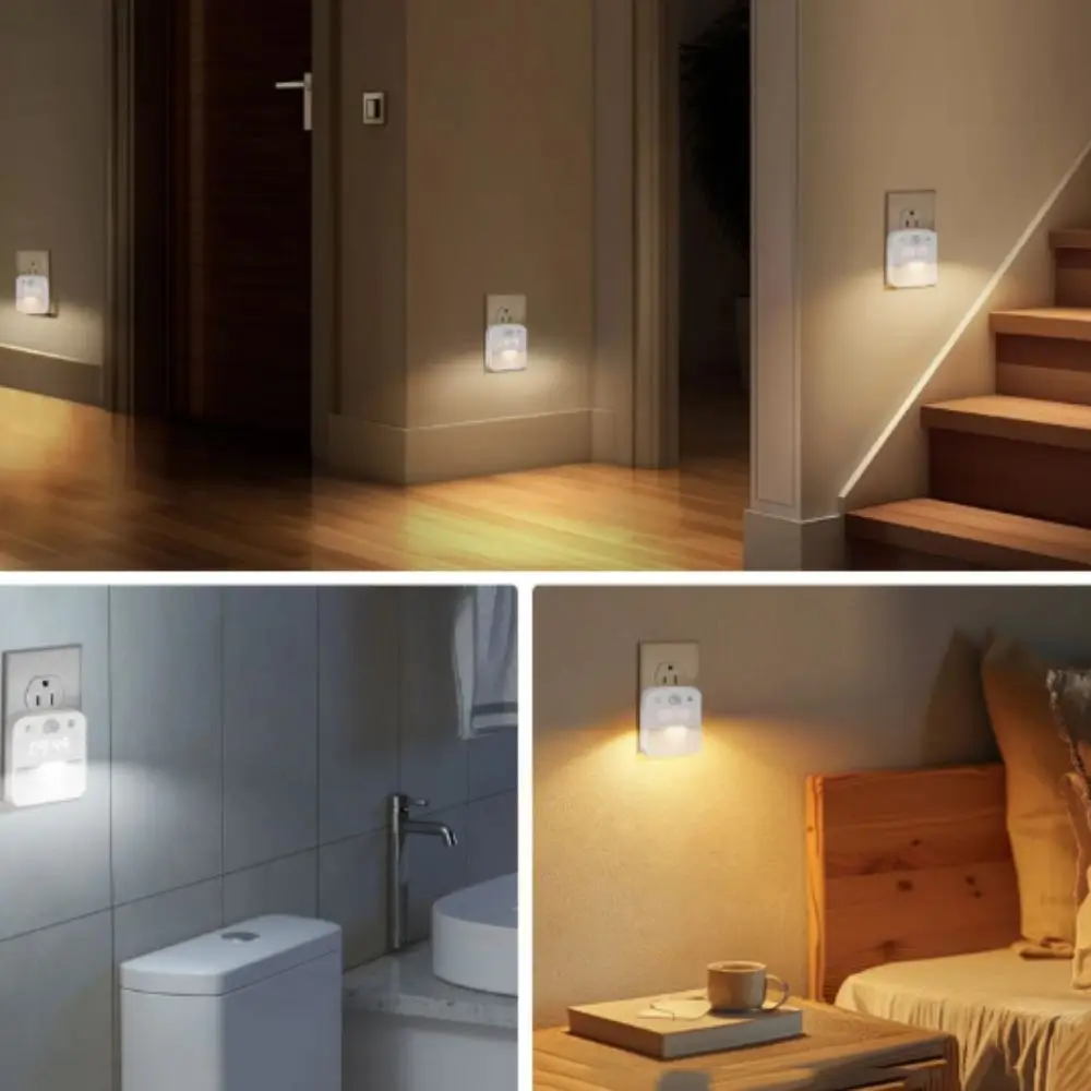 

Infinite Dimming Human Body Induction Clock Clock Display Three Color Switching Night Light Dusk to Dawn Sensor Warm White