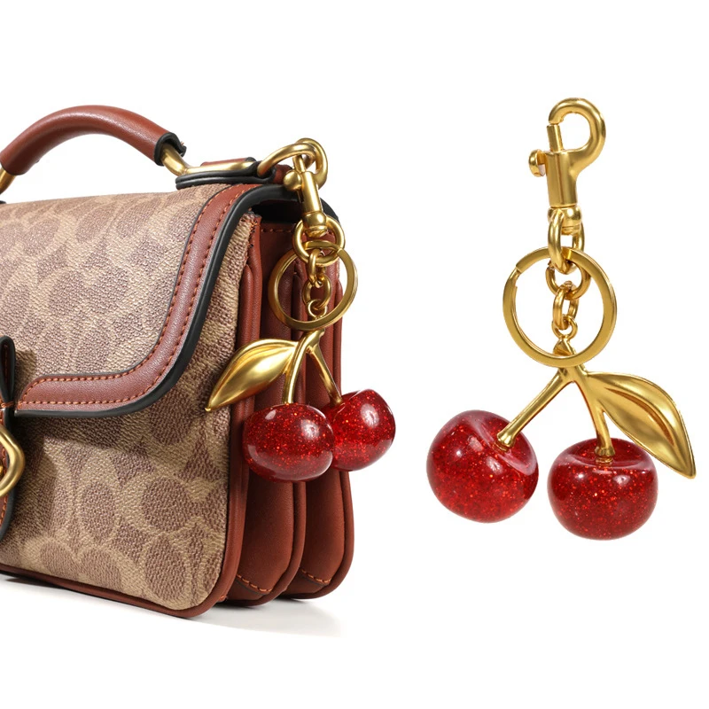 Handbag Pendant Keychain Women's Exquisite Internet-famous Crystal Cherry Car Accessories