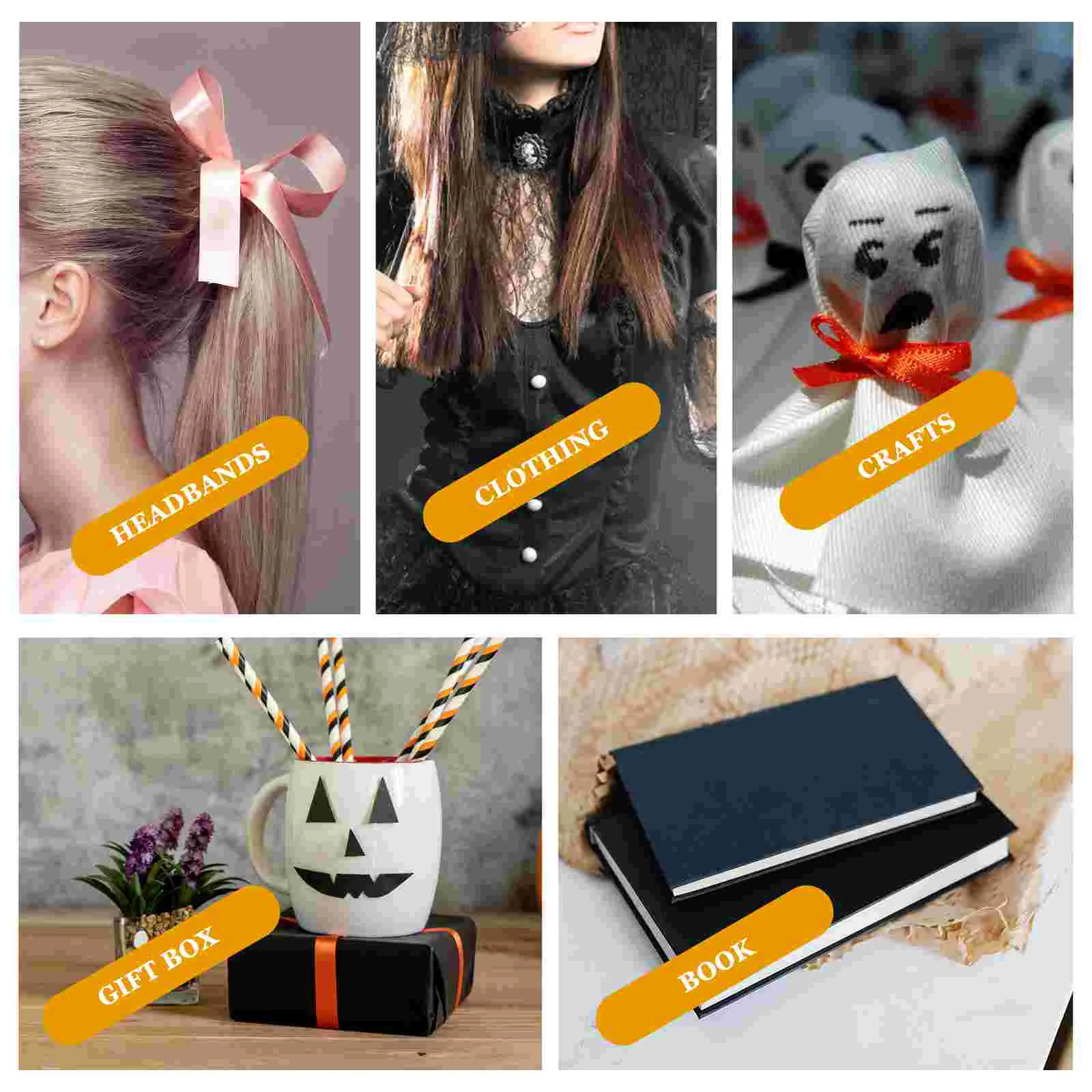 13 Pcs Halloween Ribbon Ribbons Printing Ornaments DIY Polyester Handmade Printed Decoration Decors