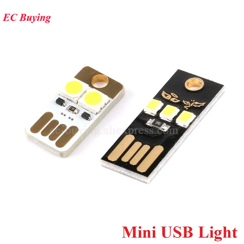 5Pcs/1pc Mini Slim Mobile Portable USB LED Night Light 2835 Camping Baby Ultra Bright Read Book Lamp Power Bank Computer Laptop