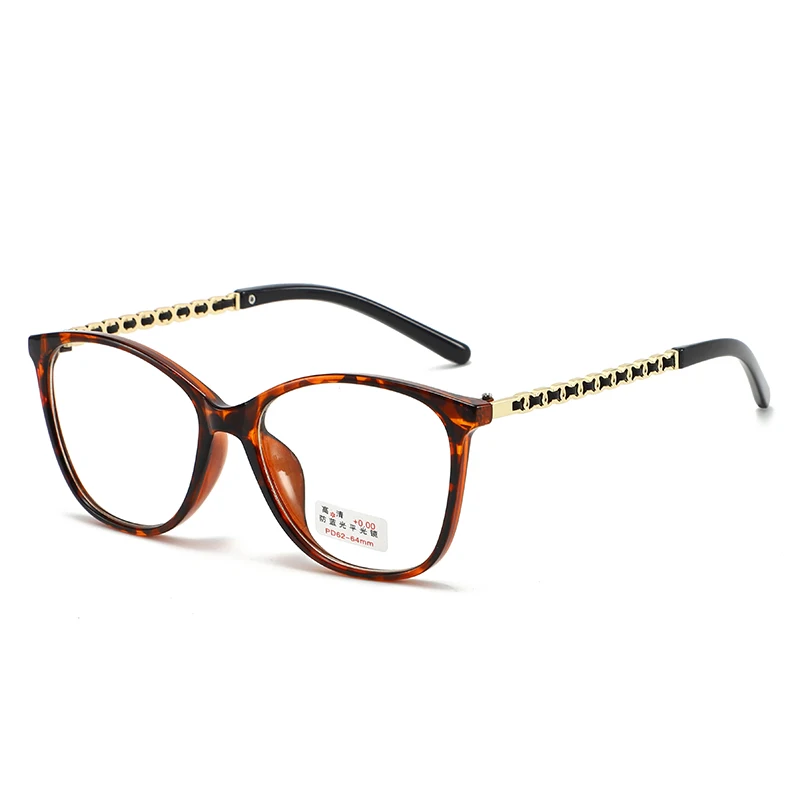 New Retro Cat-Eye Presbyopia Glasses Women's Brand Design Chanel-Style Chain-Woven Anti-Blue Light Reading Glasses 0 To +4.0