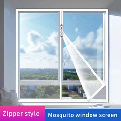 White, Multi-Size Zipper Window Mesh Self Adhesive Zipper, Mosquito Nets For Windows Anti-Mosquito Door Curtain Mesh