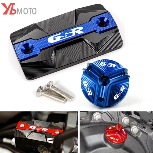 Para SUZUKI GSR 750 400 600 GSR750 GSR400 GSR600 accesorios de motocicleta tapa de llenado de aceite de motor cubierta de depósito de líquido de frenos delantero