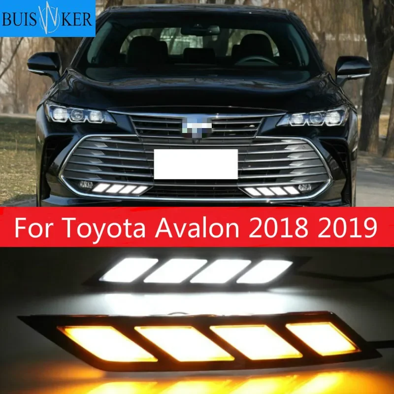 

For Toyota Avalon 2018 2019 LED Daytime Running Lights with Flowing Yellow Turn Signal Lamp Fog lamp Driving Lights