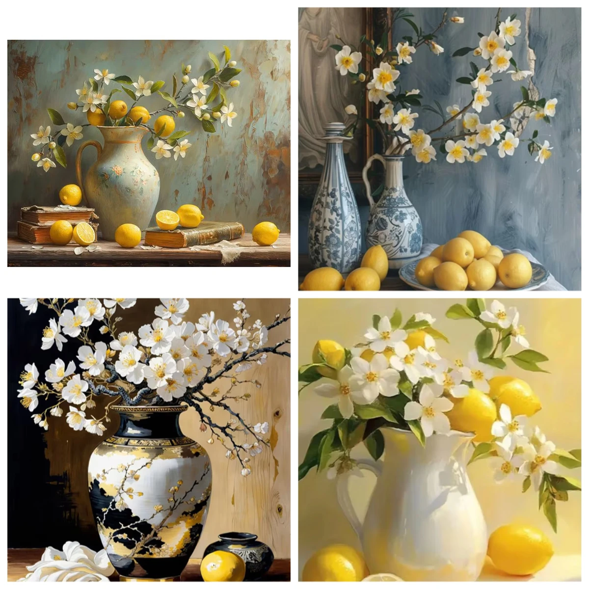 

500/1000/1200/2000PCS Jigsaw Puzzles Lemons and Flowers Still Life Family Activity Games for Gameroom Bedroom Home Decor Gift