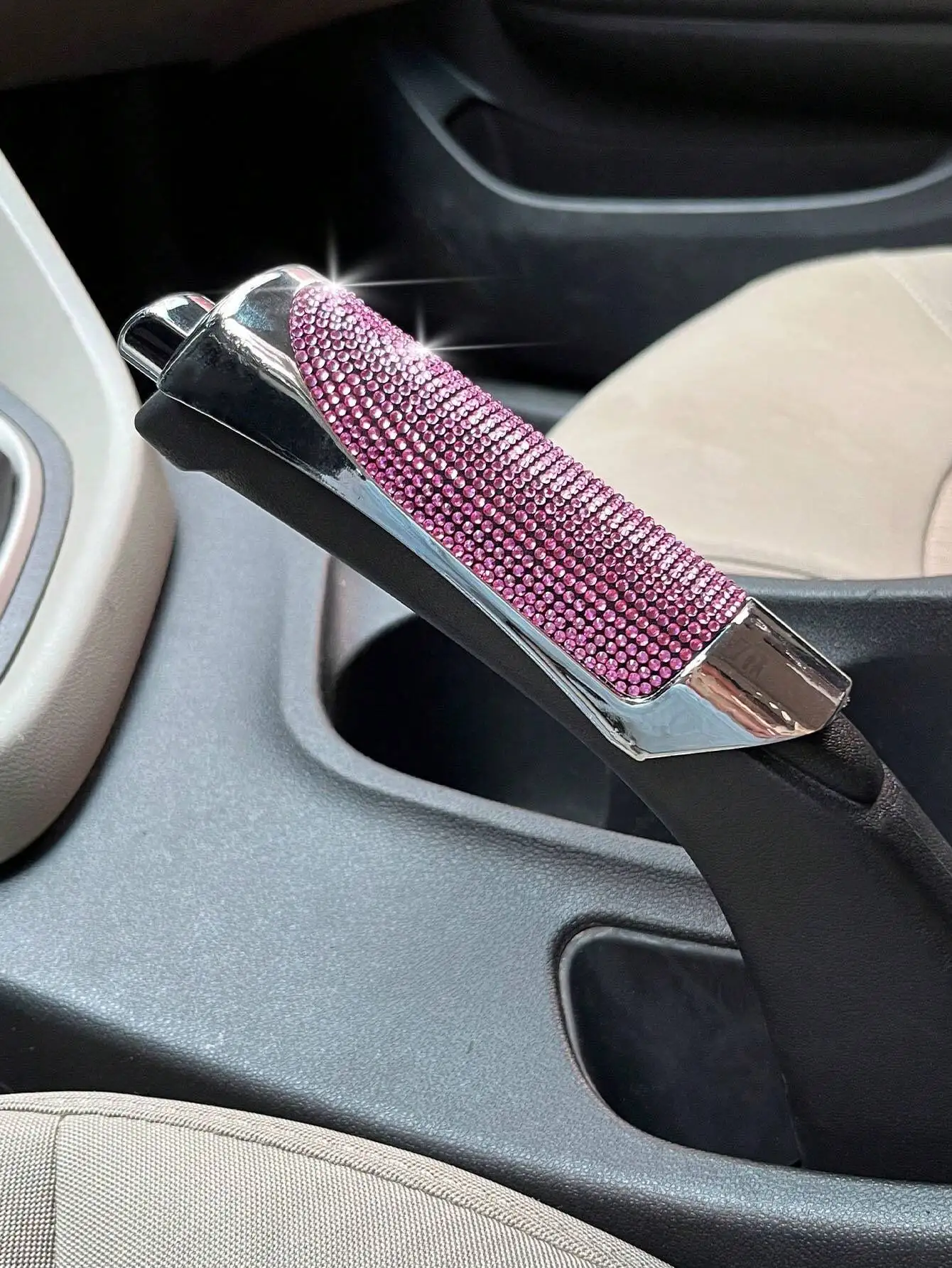 1pc Rhinestone Decor Car Handbrake Cover