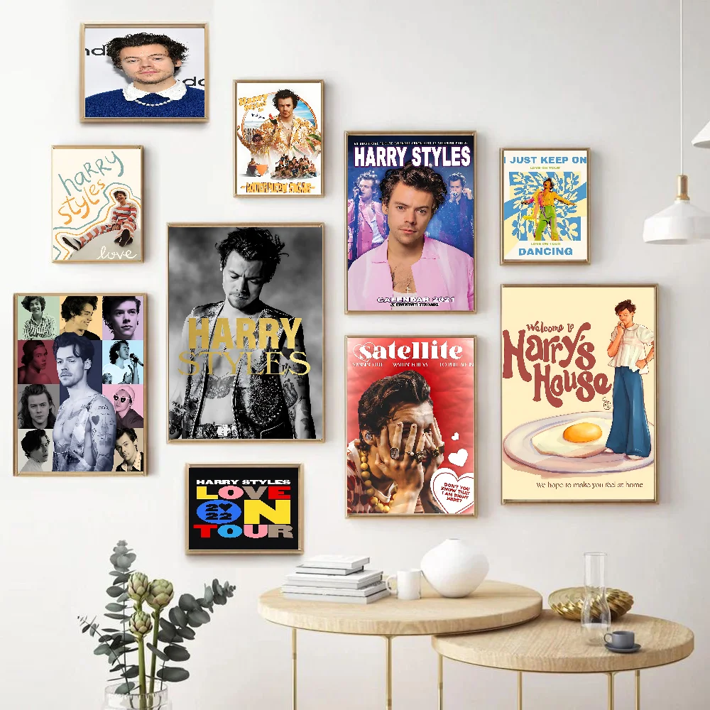 H-Harry E-Edward Styles Vintage Posters Sticky Whitepaper Sticker DIY Room Bar Cafe Room Wall Decor