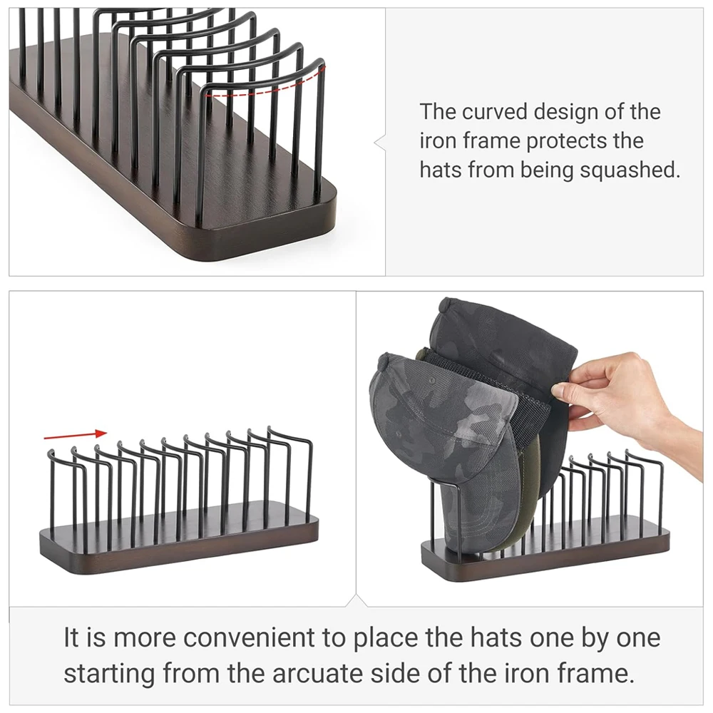 Hat Holder Baseball Cap Racks Stackable Hat Organizer Stand for Baseball Caps Display and Organizer Store Display Wooden Durable