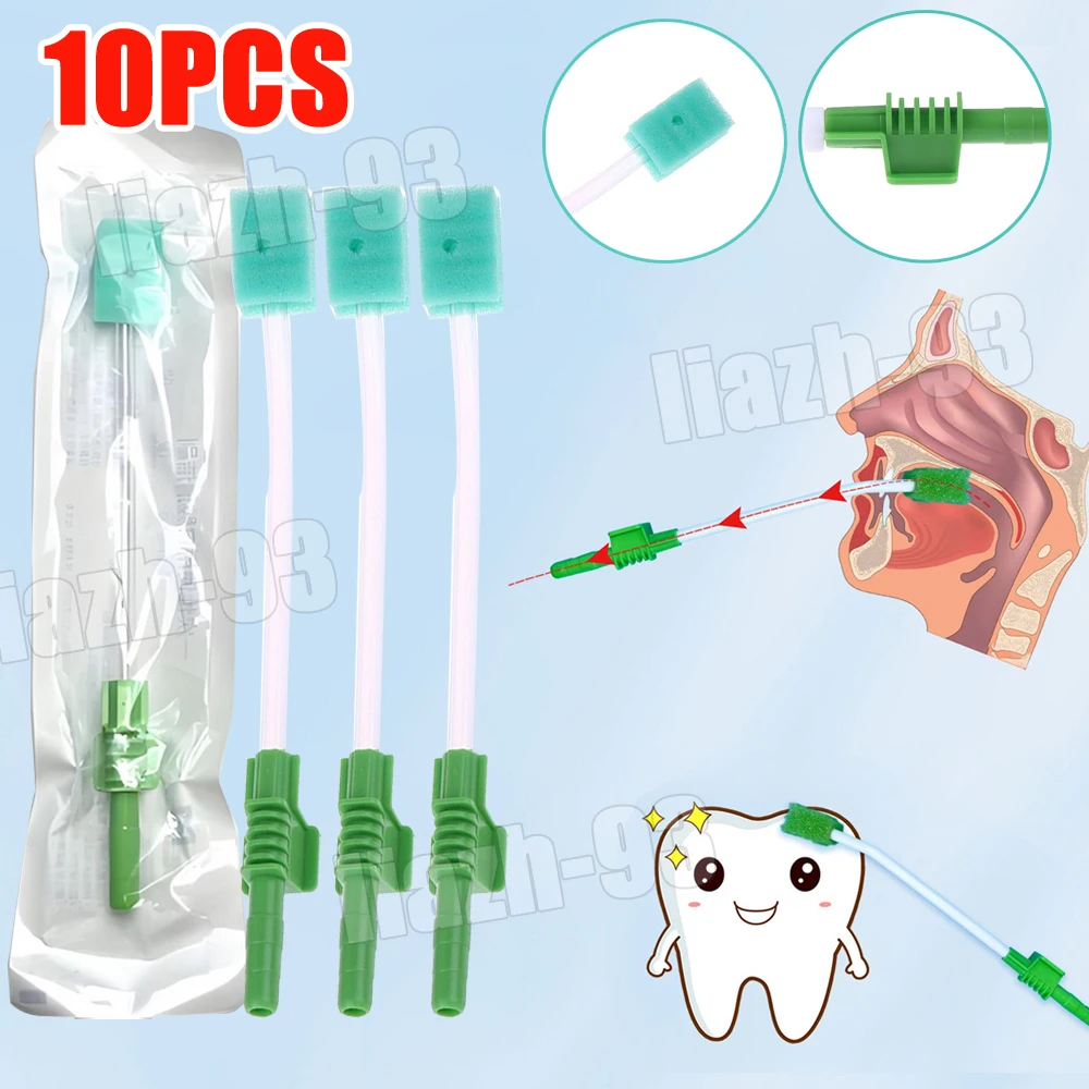

10PCS Disposable Medical Sponge Toothbrush ICU Suction Swab Oral Care Single Use Suction Toothbrush System Oral Hygiene Tool