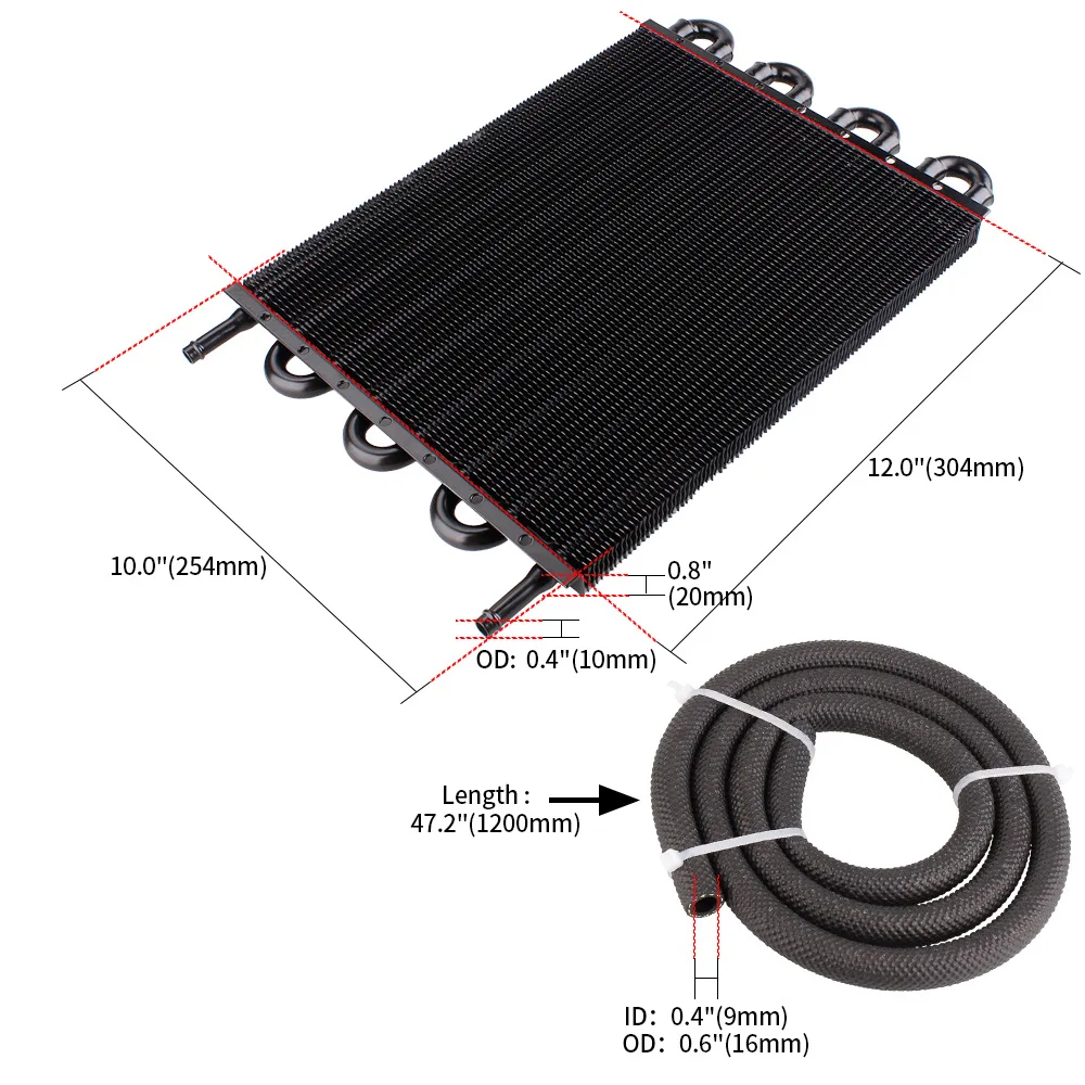 Car Air Conditioning Tube Belt Condenser Tube Oil Cooler Kit Oil Radiator Universal Auto-Manual Radiator Converter Kit 4/6/8 Row