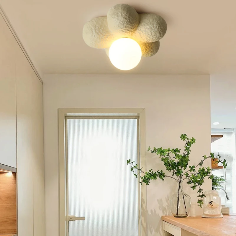 Cream wind balcony ceiling lamp creative flower ceiling light French Nordic kitchen and bathroom aisle corridor entrance lamp