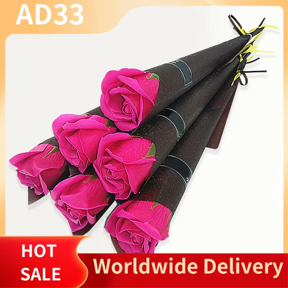 2025 New10pcs Single Rose Simulation Korean Rose Soap Flower Valentine's Day Gift Soap Roses Single Artificial Soap Flower