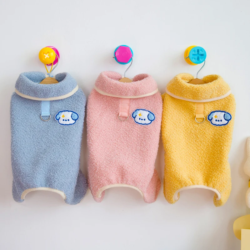 

Thicken Fleece Dog Winter Clothes Jumpsuit Pink Blue Yellow Dog Pajamas Clothing Costume Puppy Overalls Onesie Pomeranian Bichon