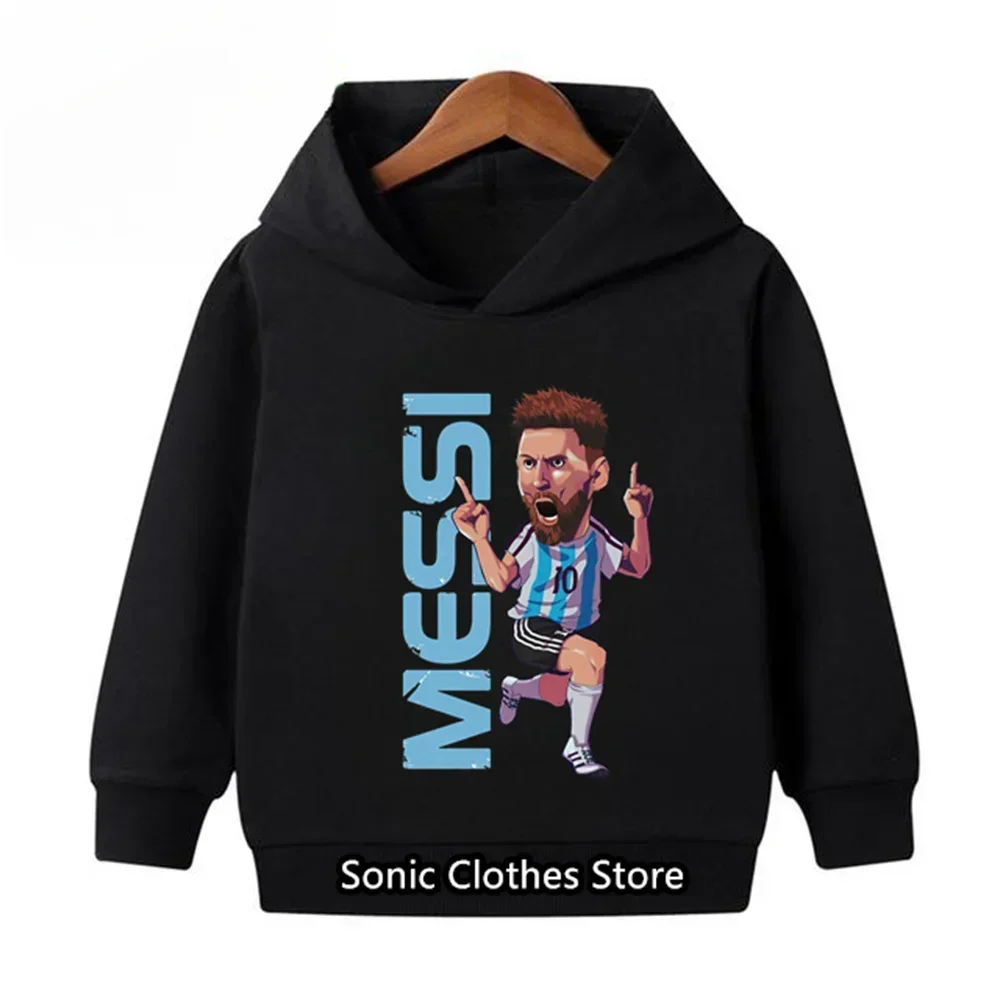 New Spring Autumn Boys Messi Cartoon Hoodies Fashion Kids Sweatshirt Cartoon Long Sleeve Baby Girls Children's Clothes