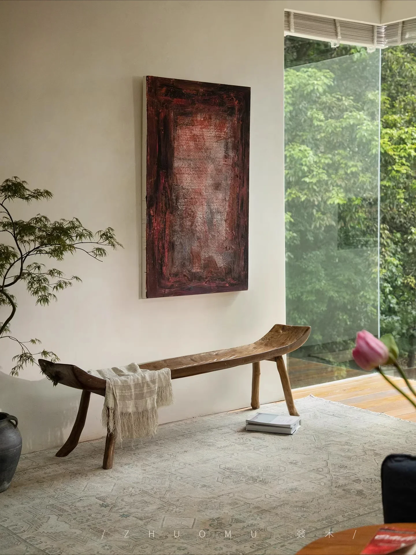 Weathered wood creativity\wabi-sabi wind boat type case recycled old wood full solid wood bench wild luxury furniture