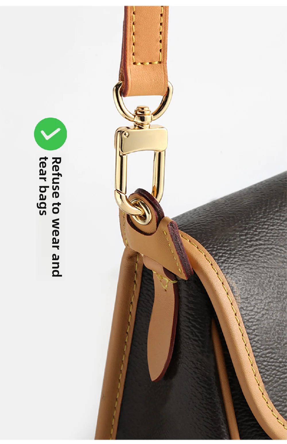 Cowhide Bag Strap For Lv Diane Bag,Shoulder Strap Bag Belt Crossbodybag Strap,genuine Leather Durable Bag Replacement Accessory