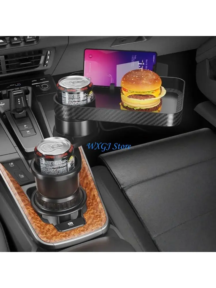 37JE Car Cup Holder with Tray For Snacks And Drinks Universal Multifunction