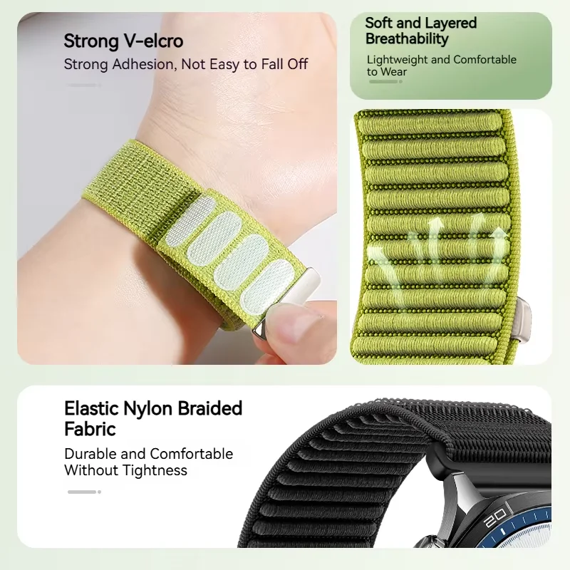 Pulseira de nylon de 18mm 20mm 22mm para huawei watch 5 gt6 pro gt6 GT5-4 46mm pulseira huawei watch 5 gt5 pro 42mm GT6-5-4 41mm