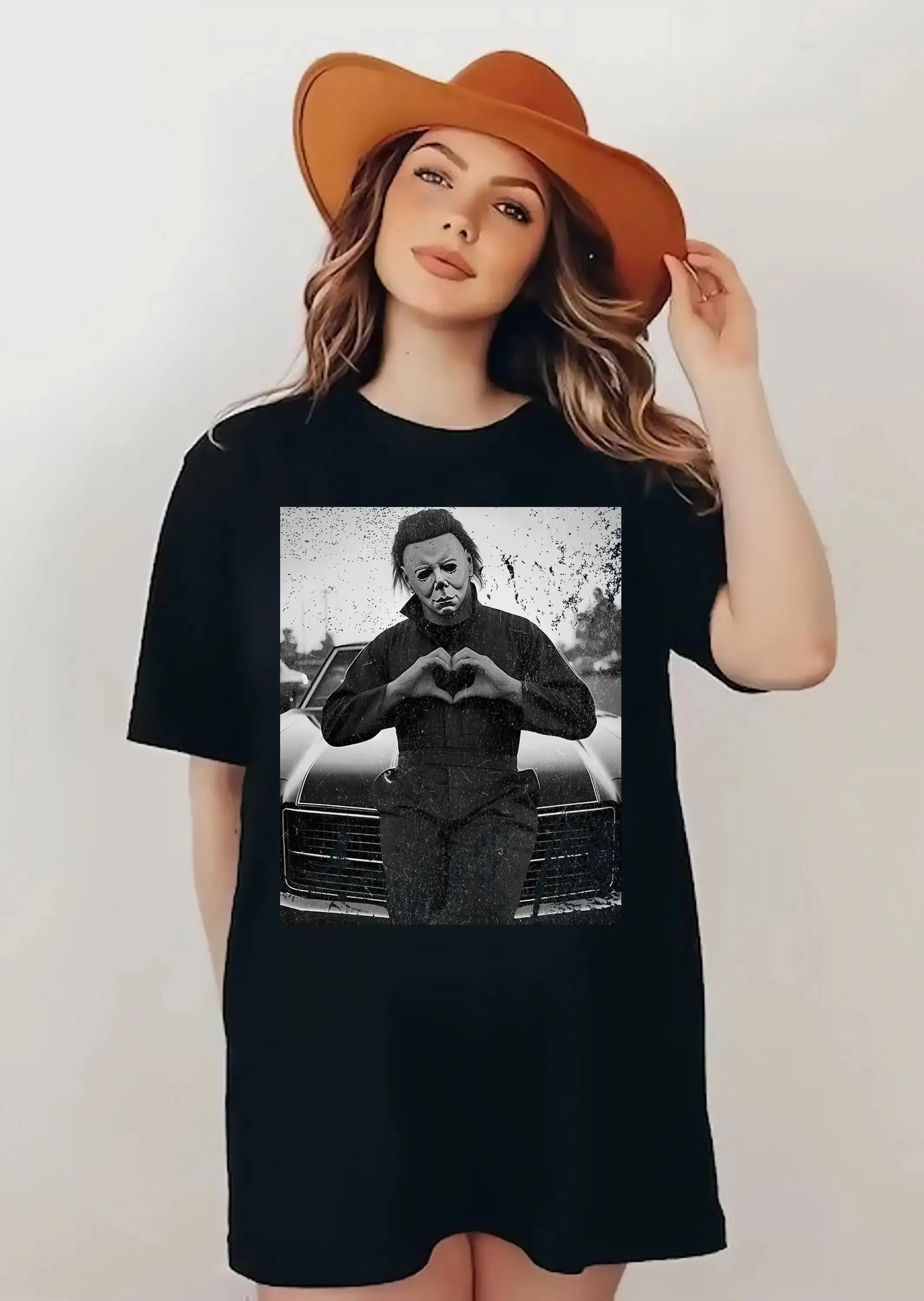 Michael Myers Black Cotton TShirt Horror Movie Character Inspired Streetwear Men's Clothing and Women's 2026 Summer New T Shirt