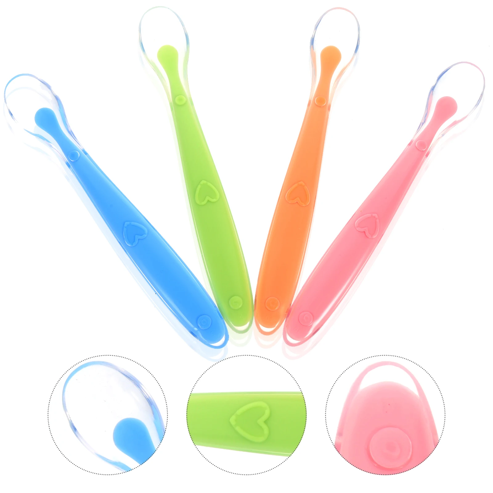 

4Pcs Silicone Spoons for Baby Feeding Tool Ideal for First Solids Teething Comfort Shallow Design Easy Grip