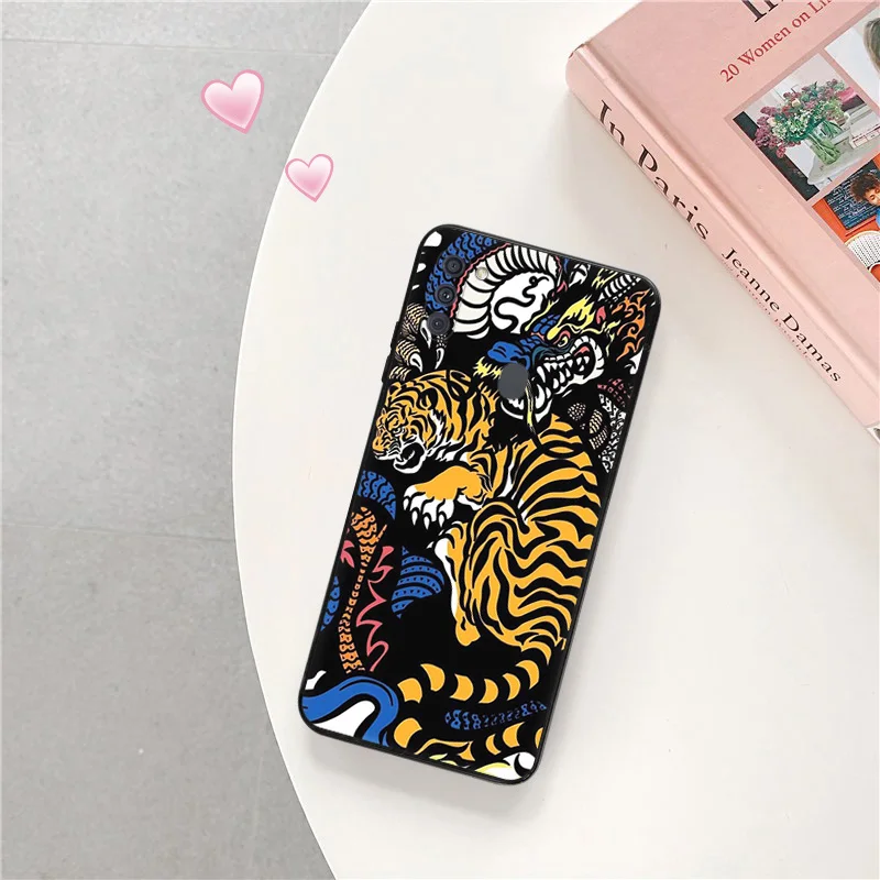 Phone Case for Samsung a24 a20e a21s a22 a23 a25 a11 a12 a13 a14 a15 a10 a30 Abstract Hourglass Dragon Soft Black Silicone Cover