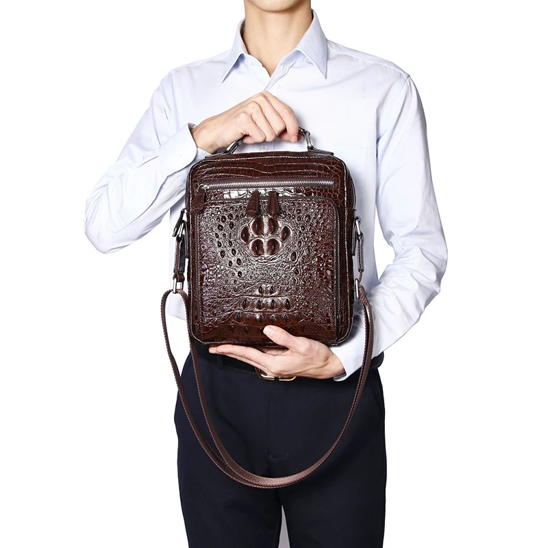 New alligator Genuine Leather Men Crossbody Bag Casual Business Leather Men\'s Messenger Vintage Shoulder Handbags Bags