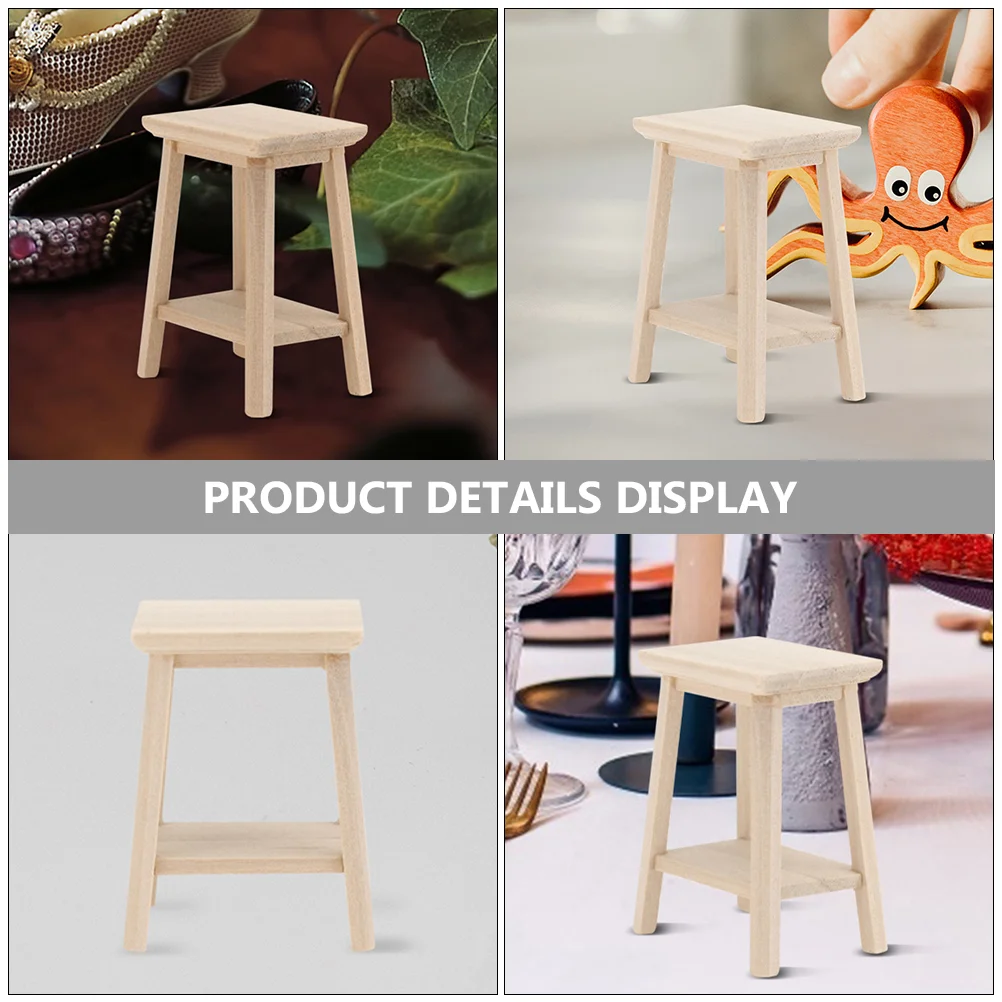 2 Pcs Dollhouse Stool Furniture Mini Wooden Decors Chairs Adorn Model Plant Miniature