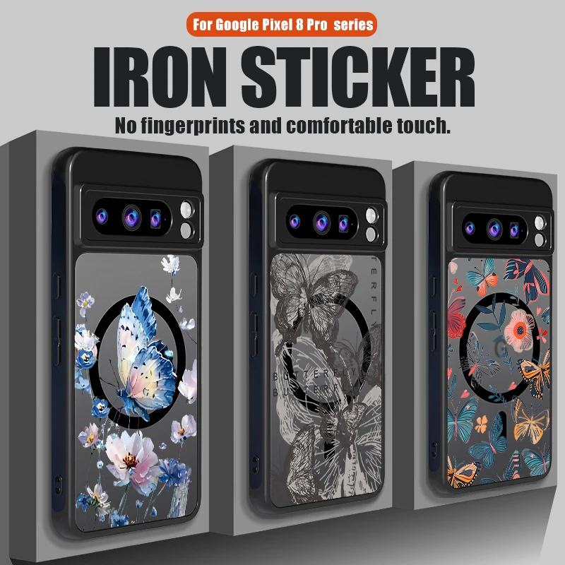 Schmetterlingsmuster Magnetische Handyhülle für Google Pixel 9A 8A 10 9 8 Pro 9 10 Pro XL 7A Stoßfeste TPU PC Hülle für Pixel 7 Pro