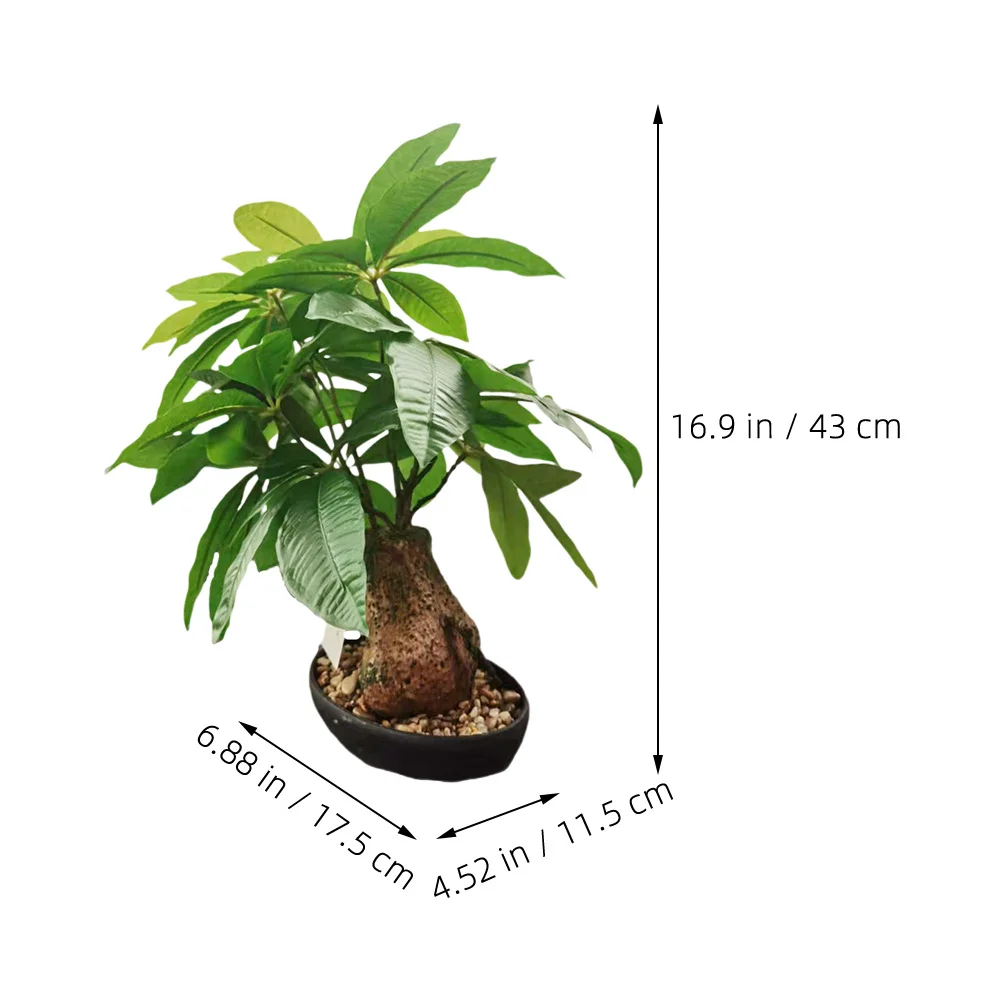 

Artificial Greenery Bonsai Potted Plant Realistic Fake Desktop Decor Office Table Ornament Living Room Shelf Decoration