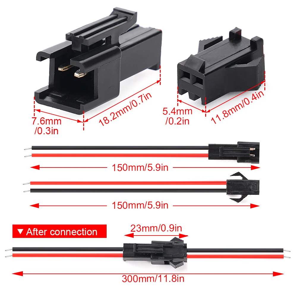 5/10Pcs 22AWG SM 2 Pins Plug Male and Female Wire Connector Wire Connector Cable Pigtail Plug For LED Strip Light Tape Lamp