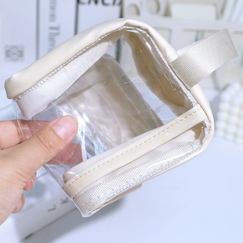 Sac à stylos transparent à double couche pour filles, étuis scolaires esthétiques, boîte de papeterie portable, poudres à crayons, utilitaires mignons