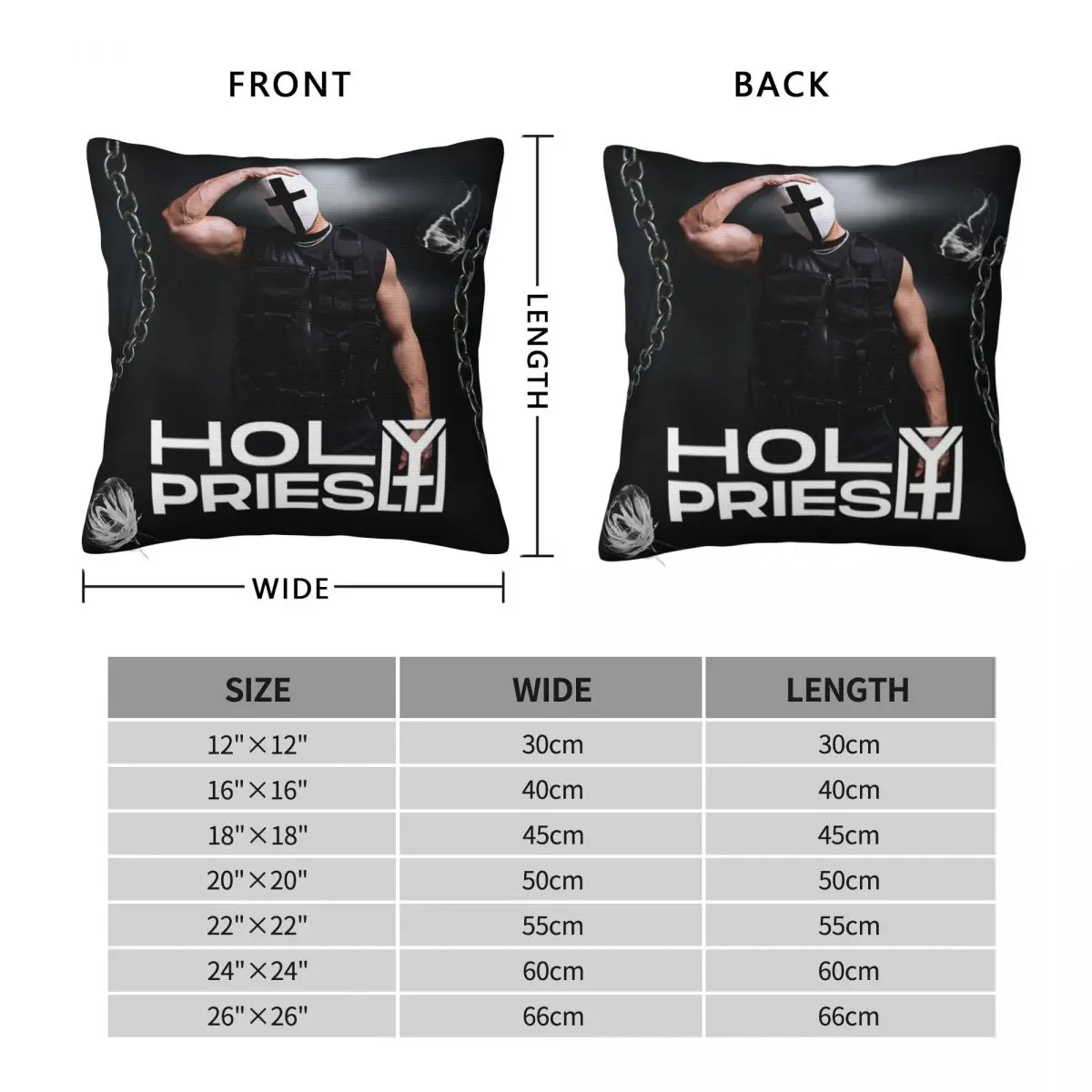 Holy Priest Hard Techno Rave Pillowcase Polyester Linen Velvet Printed Zip Decorative Throw Pillow Case Room Cushion Cover